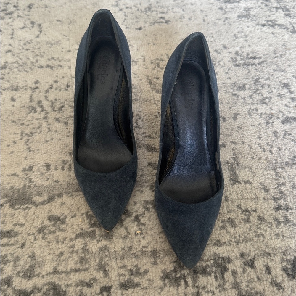 Charles David Navy Blue Suede Heels